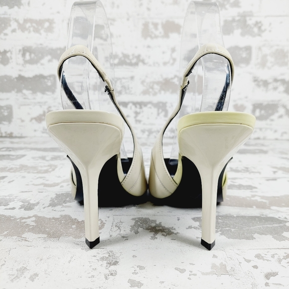 New Marc Fisher White Patent Leather Pointed Toe Slingback Heels V193 - Picture 6 of 14